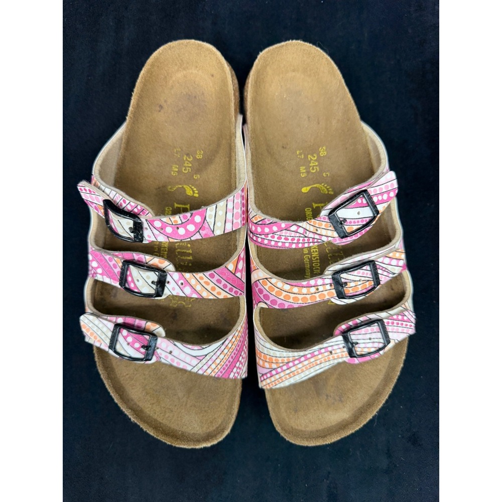 Birkenstock 38 Papillio Florida Sandals Summer Slip Ons Leather Germany 7-7.5